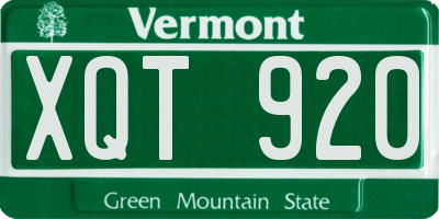 VT license plate XQT920