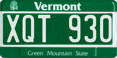 VT license plate XQT930