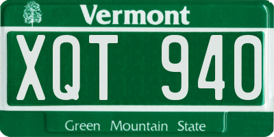 VT license plate XQT940