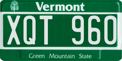 VT license plate XQT960