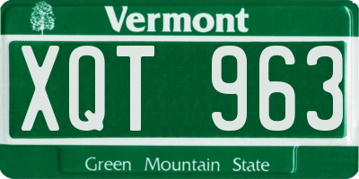 VT license plate XQT963