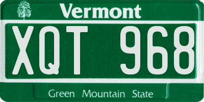 VT license plate XQT968