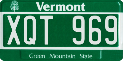 VT license plate XQT969