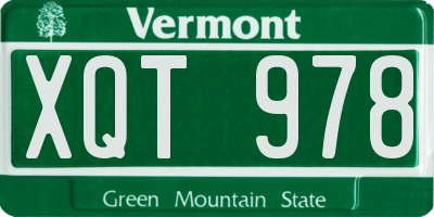 VT license plate XQT978