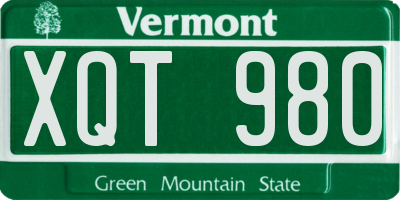 VT license plate XQT980