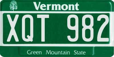VT license plate XQT982