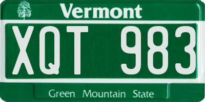 VT license plate XQT983