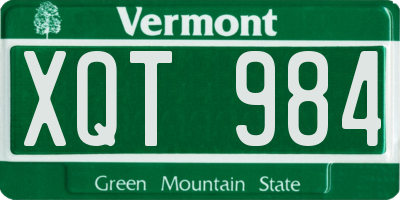 VT license plate XQT984