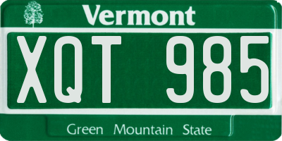 VT license plate XQT985