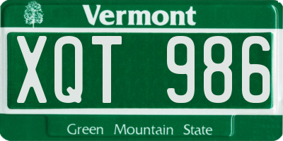 VT license plate XQT986