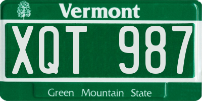 VT license plate XQT987
