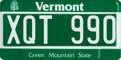 VT license plate XQT990
