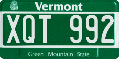 VT license plate XQT992