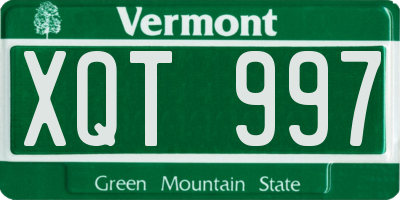 VT license plate XQT997