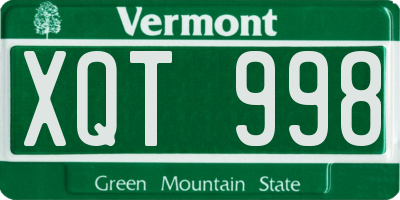 VT license plate XQT998