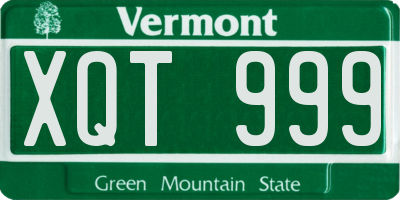 VT license plate XQT999