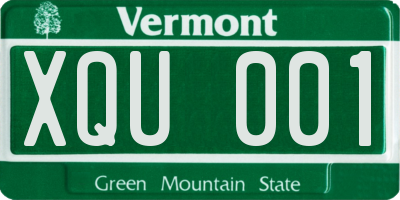 VT license plate XQU001