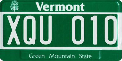 VT license plate XQU010