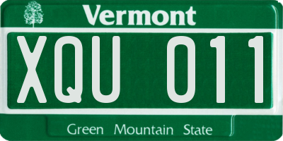 VT license plate XQU011