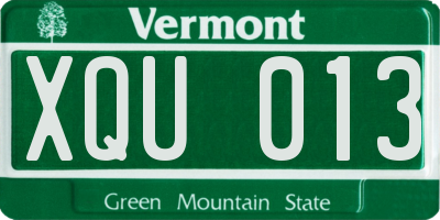 VT license plate XQU013