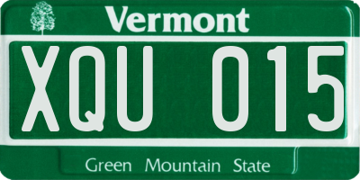 VT license plate XQU015