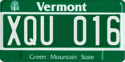 VT license plate XQU016