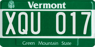 VT license plate XQU017