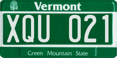 VT license plate XQU021