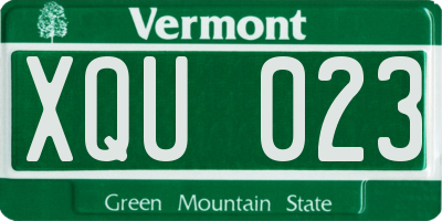 VT license plate XQU023