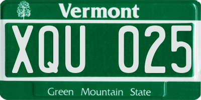 VT license plate XQU025