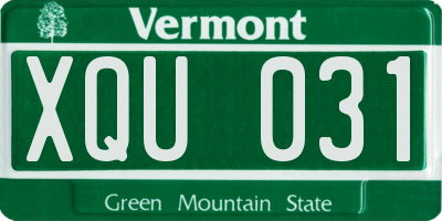 VT license plate XQU031