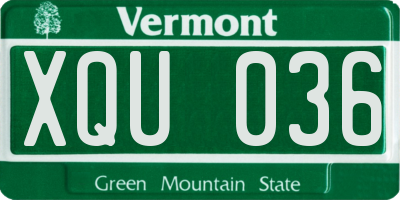 VT license plate XQU036