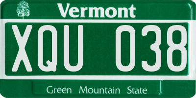 VT license plate XQU038