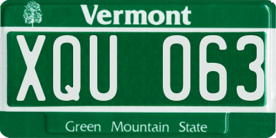 VT license plate XQU063