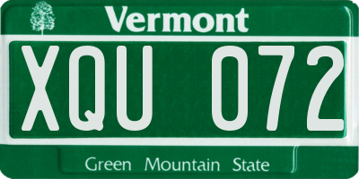 VT license plate XQU072