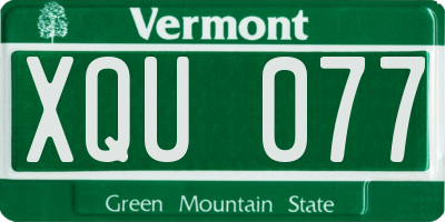 VT license plate XQU077
