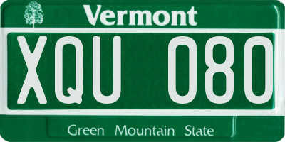 VT license plate XQU080
