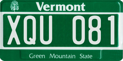 VT license plate XQU081