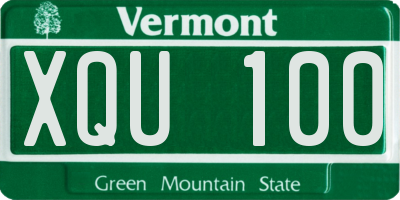 VT license plate XQU100