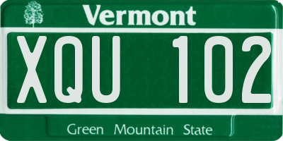 VT license plate XQU102