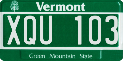 VT license plate XQU103