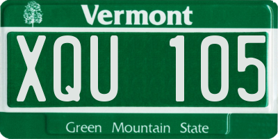 VT license plate XQU105