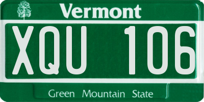 VT license plate XQU106