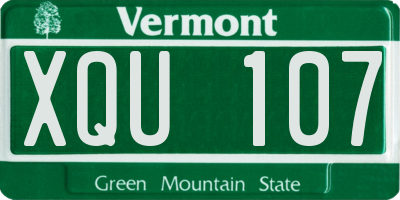 VT license plate XQU107