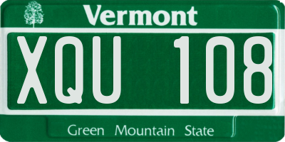 VT license plate XQU108