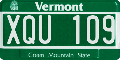 VT license plate XQU109