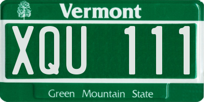 VT license plate XQU111