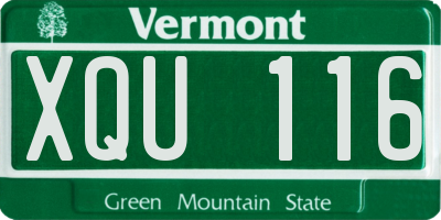 VT license plate XQU116