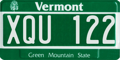 VT license plate XQU122