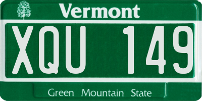 VT license plate XQU149